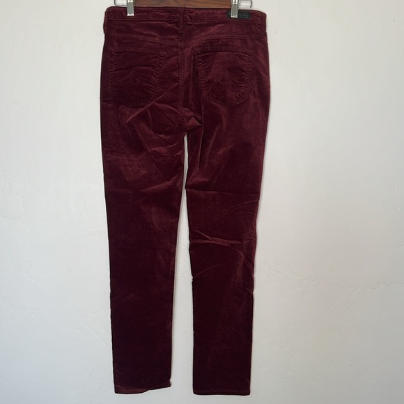 AG Adriano Goldschmied Stevie Slim Straight Ankle Velvet Pants Burgundy Size 28R - Picture 3 of 5